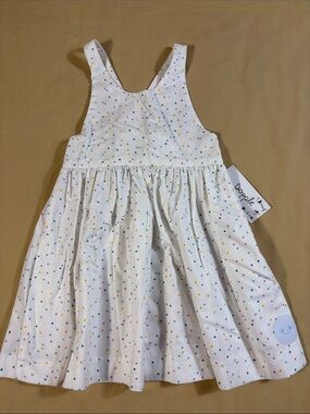 Smiling Button Girls Party Dot White Multi Rainbow Polka Dot Dress Size 4T NWT